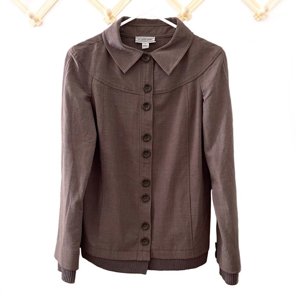 St. John Sport Vintage Button Front Jacket Brown Size Small 80s 90s